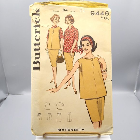 Vintage Sewing PATTERN Butterick 9446, Womens Maternity 1960s Overblouse Top - Picture 1 of 2